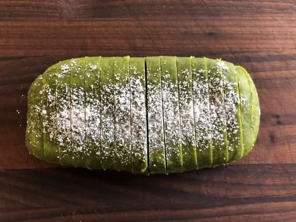 matcha green tea shortbread dough powdered